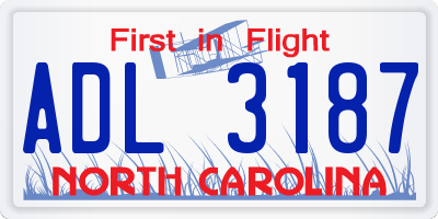 NC license plate ADL3187