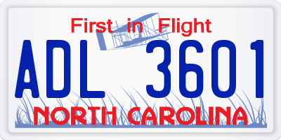 NC license plate ADL3601