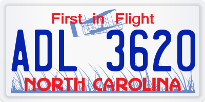 NC license plate ADL3620
