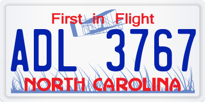 NC license plate ADL3767