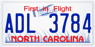 NC license plate ADL3784