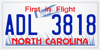 NC license plate ADL3818