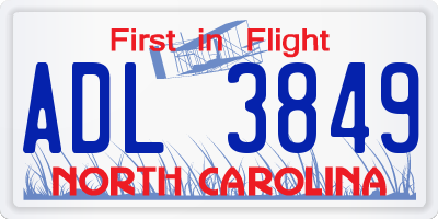 NC license plate ADL3849