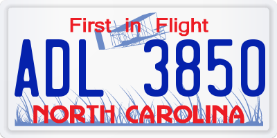 NC license plate ADL3850