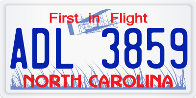 NC license plate ADL3859
