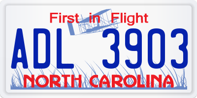 NC license plate ADL3903