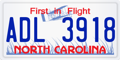 NC license plate ADL3918