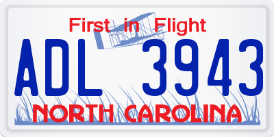 NC license plate ADL3943