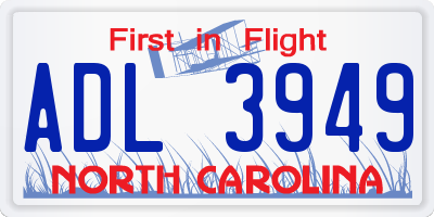 NC license plate ADL3949