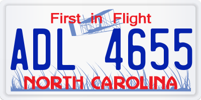 NC license plate ADL4655