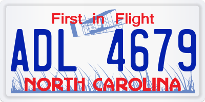 NC license plate ADL4679