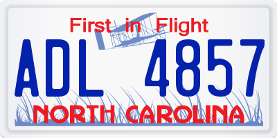 NC license plate ADL4857