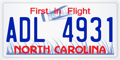 NC license plate ADL4931