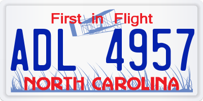 NC license plate ADL4957
