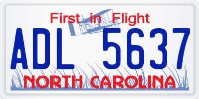 NC license plate ADL5637