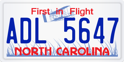 NC license plate ADL5647