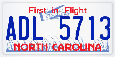 NC license plate ADL5713