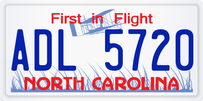 NC license plate ADL5720