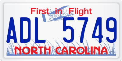 NC license plate ADL5749