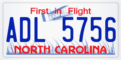 NC license plate ADL5756