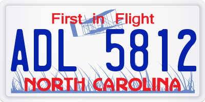 NC license plate ADL5812