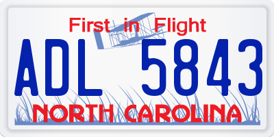 NC license plate ADL5843