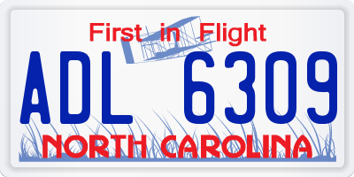 NC license plate ADL6309