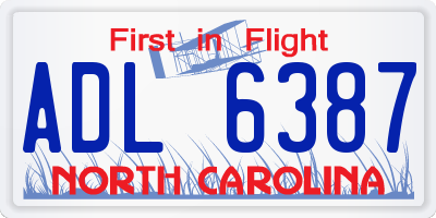 NC license plate ADL6387