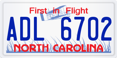 NC license plate ADL6702