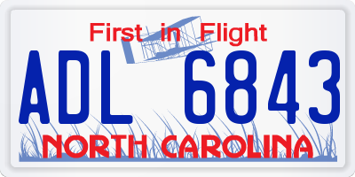 NC license plate ADL6843