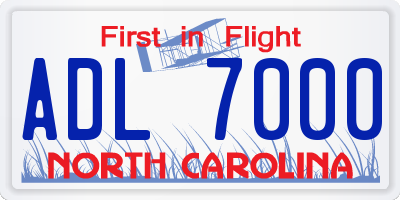 NC license plate ADL7000
