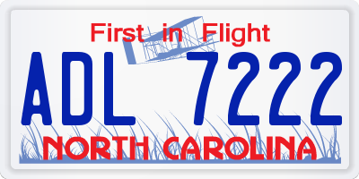 NC license plate ADL7222