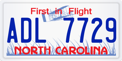 NC license plate ADL7729