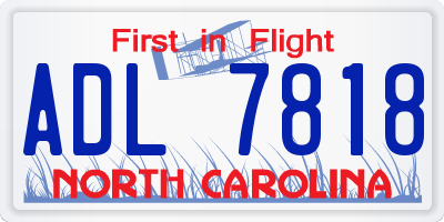 NC license plate ADL7818