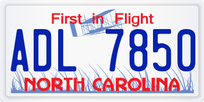 NC license plate ADL7850