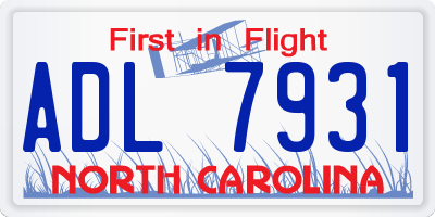 NC license plate ADL7931