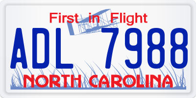 NC license plate ADL7988