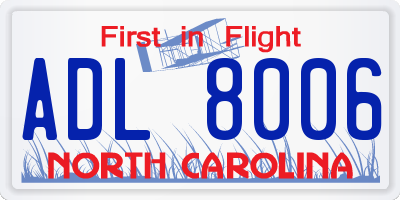 NC license plate ADL8006
