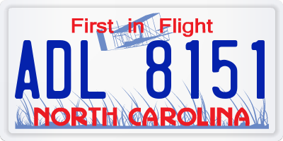NC license plate ADL8151