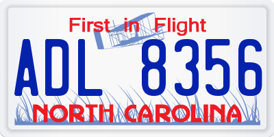 NC license plate ADL8356