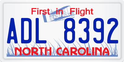 NC license plate ADL8392