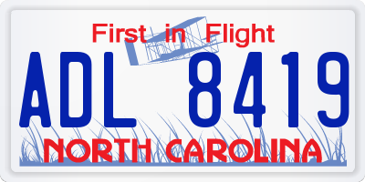 NC license plate ADL8419