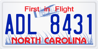 NC license plate ADL8431