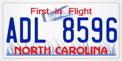 NC license plate ADL8596
