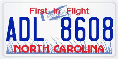 NC license plate ADL8608