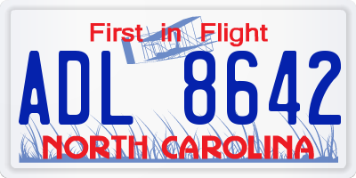 NC license plate ADL8642