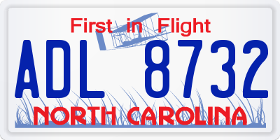 NC license plate ADL8732