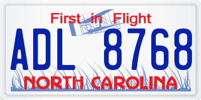 NC license plate ADL8768