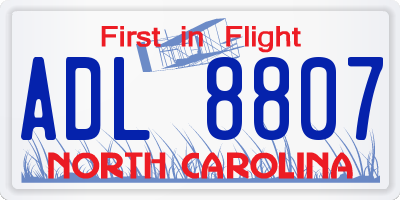 NC license plate ADL8807