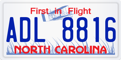 NC license plate ADL8816